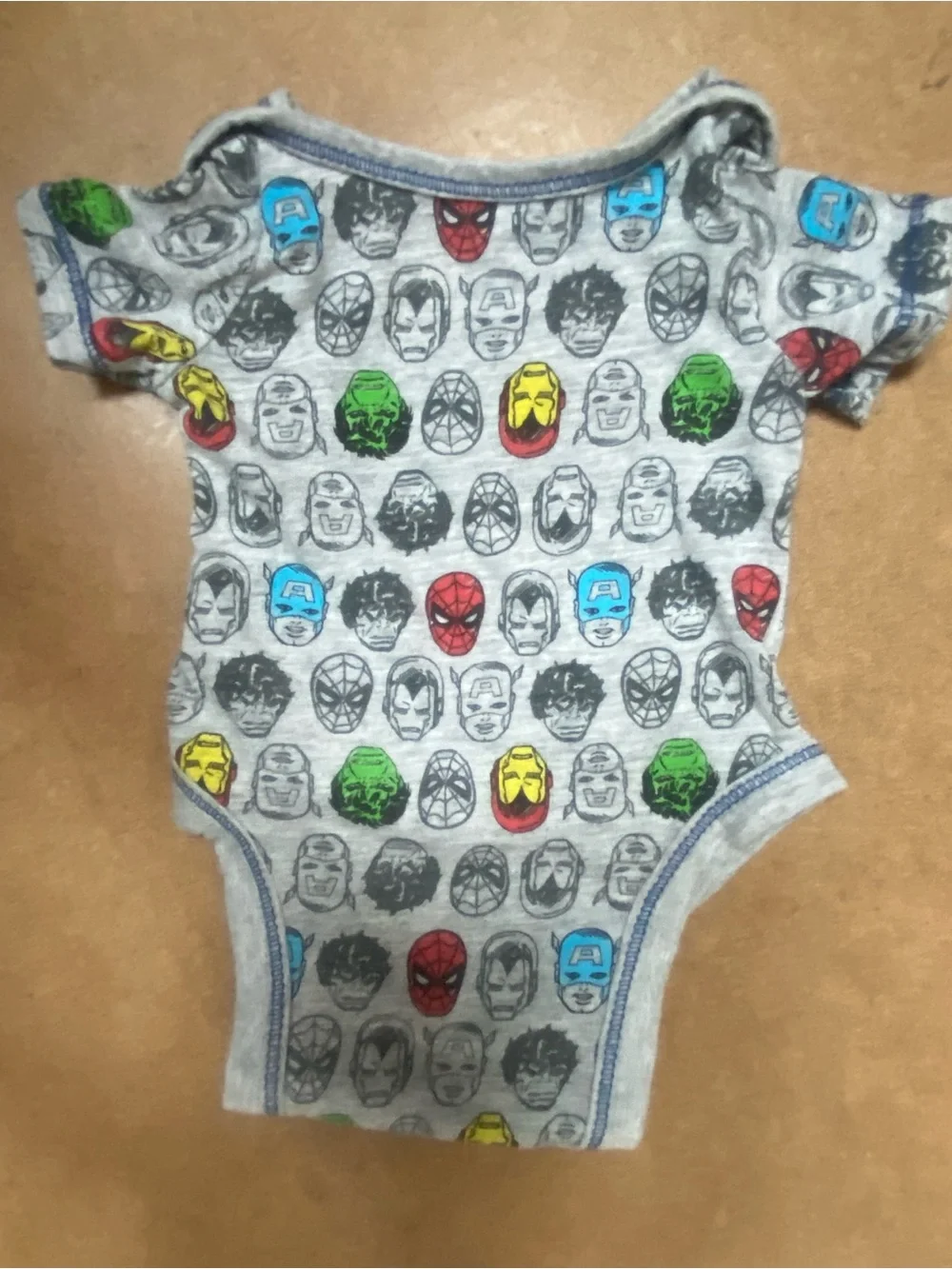 New Born Grey Marvel Superhero One-Piece Bodysuit with Snaps